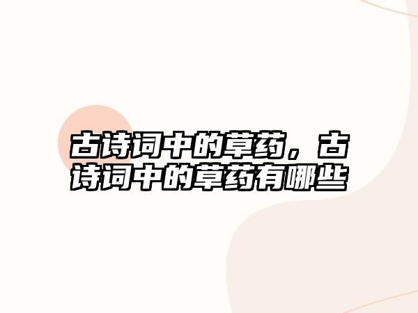 古詩詞中的草藥，古詩詞中的草藥有哪些