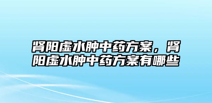 腎陽虛水腫中藥方案，腎陽虛水腫中藥方案有哪些