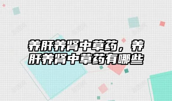 養(yǎng)肝養(yǎng)腎中草藥，養(yǎng)肝養(yǎng)腎中草藥有哪些